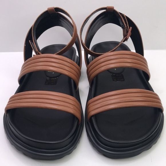 ASTER Harriet Women's Brown & Black Strappy Sandals Ankle Buckle Strap Sz 7 - Picture 3 of 8